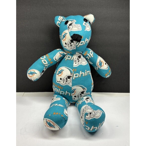 NFL Florida Miami Dolphins Football Plush Stuffed Bear Handmade Collectible Fan - Picture 1 of 8